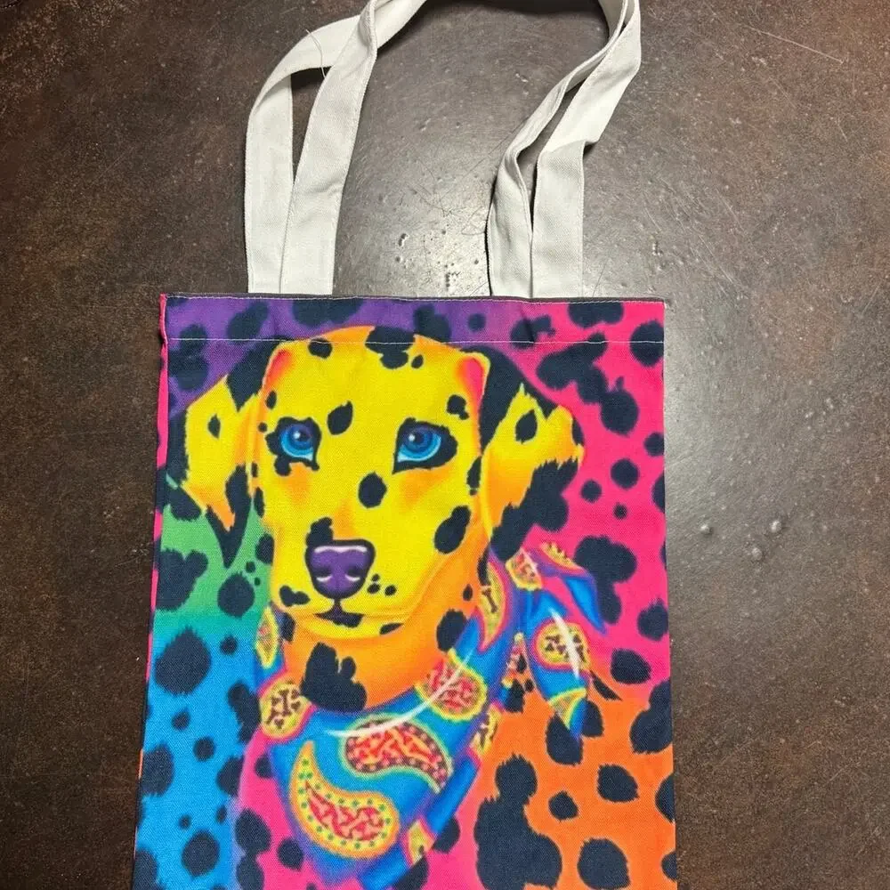 Lisa Frank A5 binder with matching printed paper and canvas tote bag